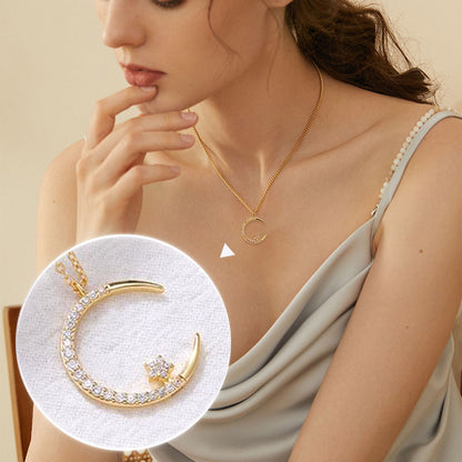 💕49% Rabatt💕Funkelnde Mond & Stern Halskette🌙  💕49% Rabatt💕Funkelnde Mond & Stern Halskette🌙