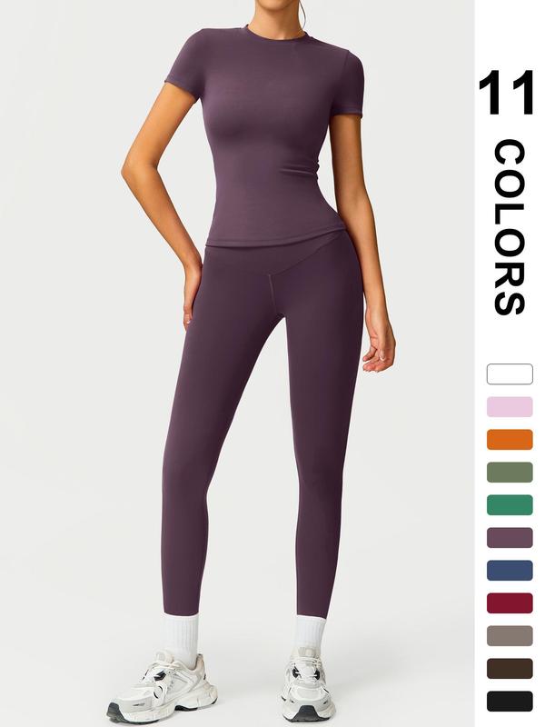 🤩 2-teiliges Sportset für Damen – Leggings mit hoher Taille und T-Shirt | Schnell trocknend und atmungsaktiv | 17 % Rabatt