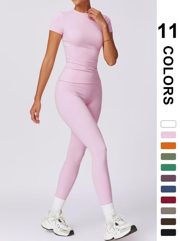 🤩 2-teiliges Sportset für Damen – Leggings mit hoher Taille und T-Shirt | Schnell trocknend und atmungsaktiv | 17 % Rabatt