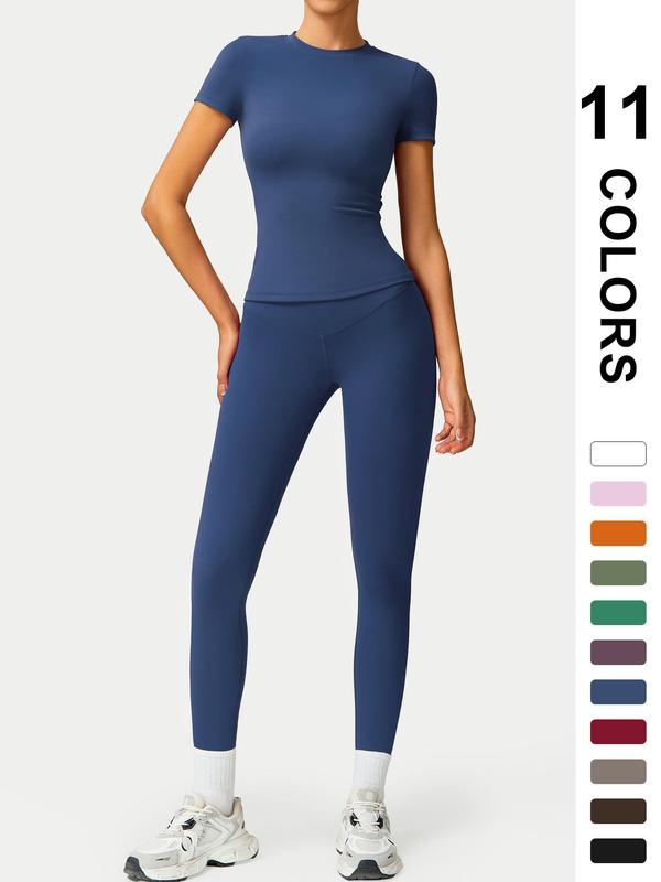 🤩 2-teiliges Sportset für Damen – Leggings mit hoher Taille und T-Shirt | Schnell trocknend und atmungsaktiv | 17 % Rabatt